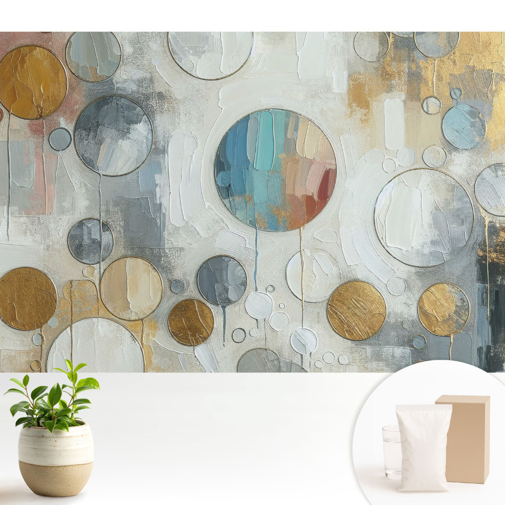 Tapeta do obývacího pokoje s abstraktními barevnými kruhy