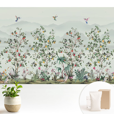 Tapeta do obyvaku Exotická přírodní krajina plná ptáků