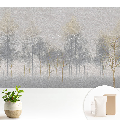 Tapeta do obývacího pokoje s jemnou lesní scenérií v minimalistickém stylu