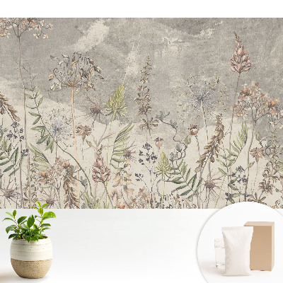 Tapeta na zeď Rustikální květiny na šedém pozadí