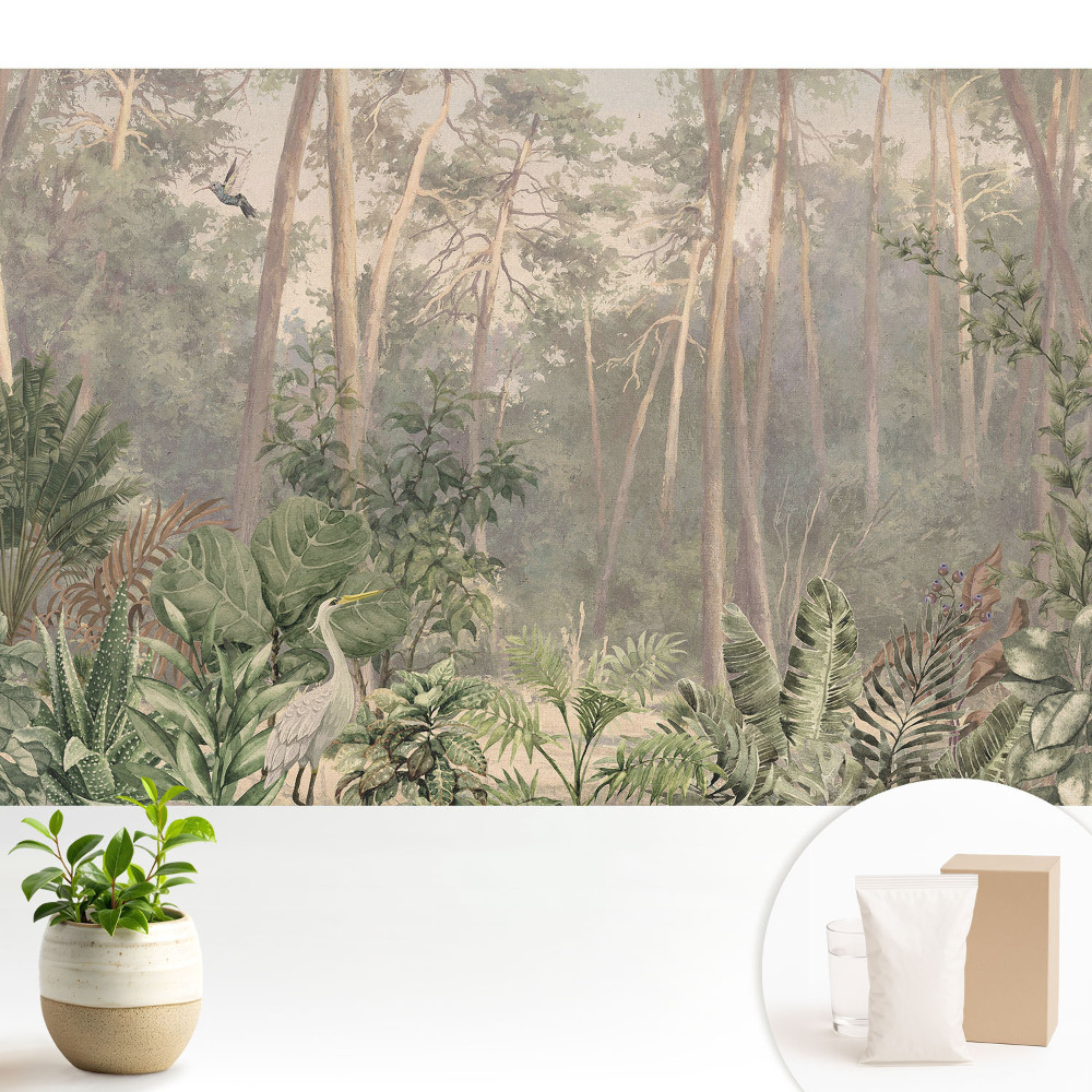 Samolepící tapeta s pastelovým motivem tropického lesa