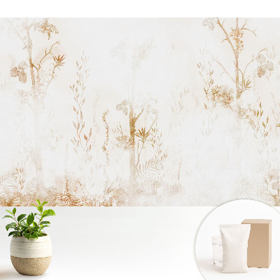 Tapeta do obyvaku Botanické motivy na světlém pozadí