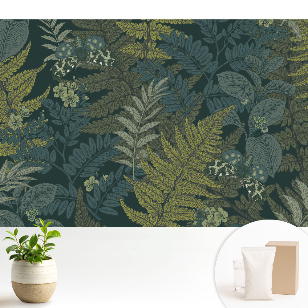 Samolepící tapeta s motivem listů a motýlů v klasickém stylu