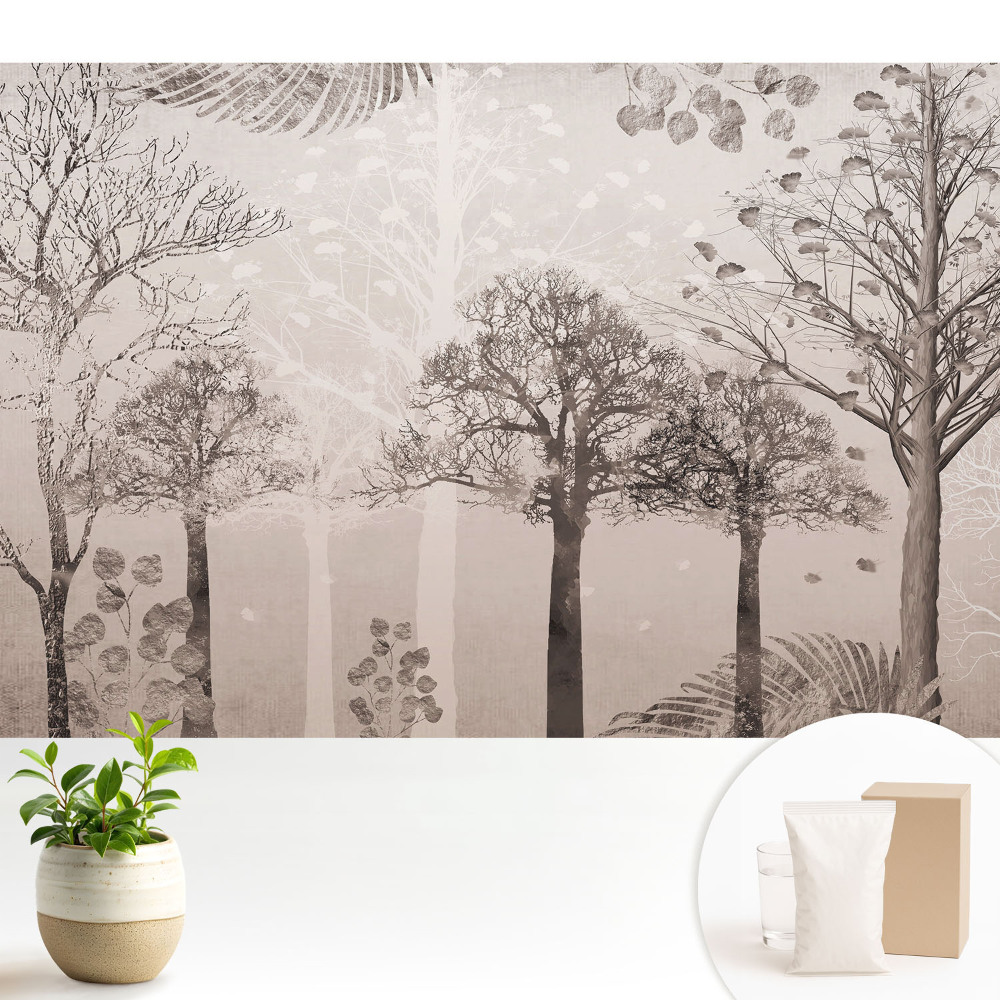 Tapeta do obýváku s uklidňující lesní krajinou