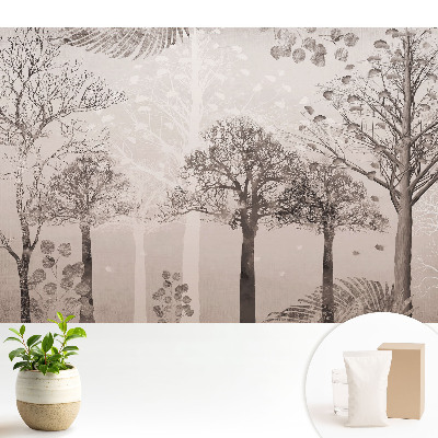 Tapeta do obýváku s uklidňující lesní krajinou