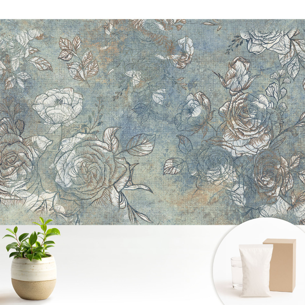 Tapeta do obývacího pokoje s rustikálním květinovým vzorem