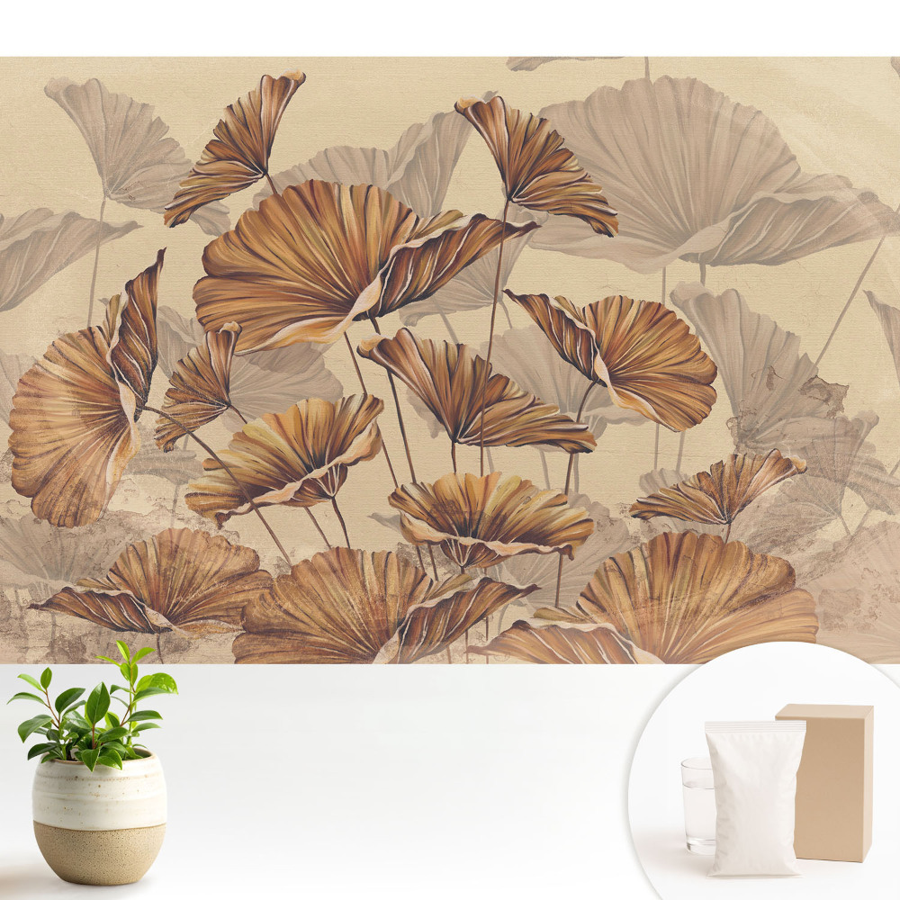 Tapeta na zeď Rustikální listí v teplých barvách