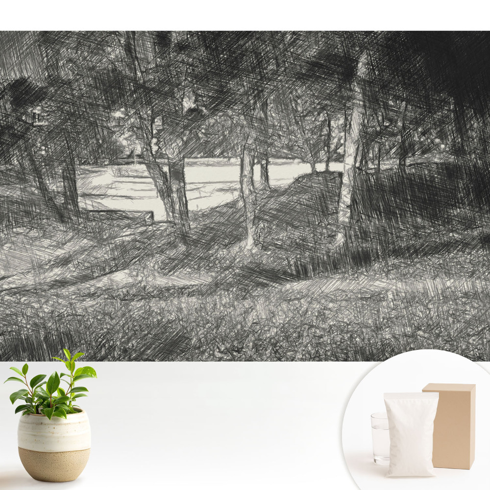 Tapeta do obýváku s motivem krajiny se stromem a řekou evokující klid a harmonii