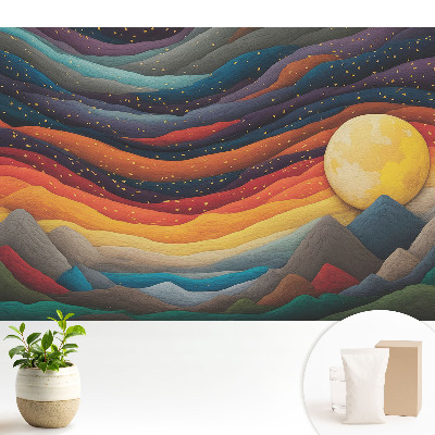 Tapeta Abstraktní horská krajina kosmické noci