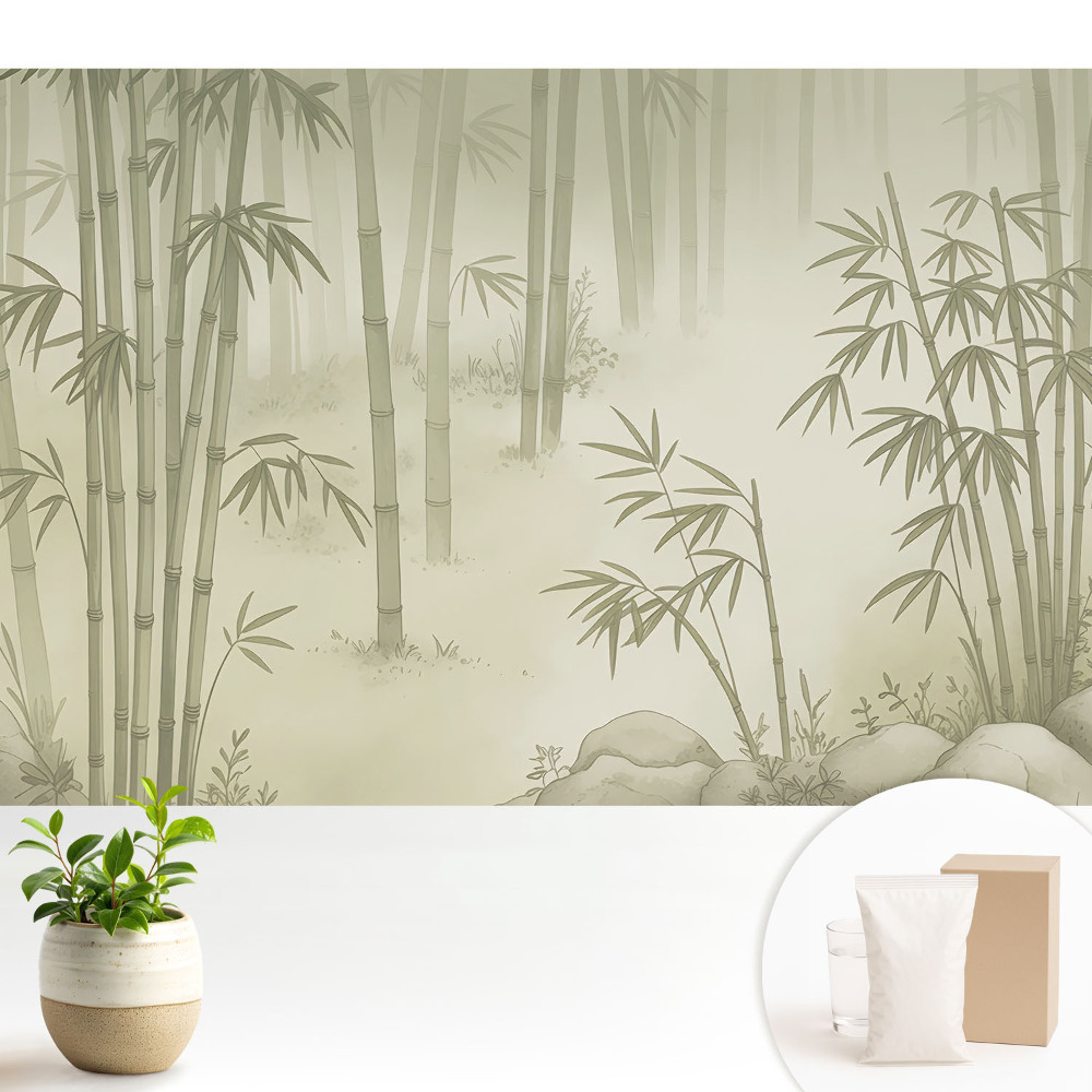 Tapeta na zeď Bambusový les v jemném oparu