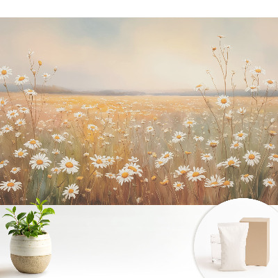 Tapeta na zeď Romantismus v pastelových odstínech sedmikráskové louky