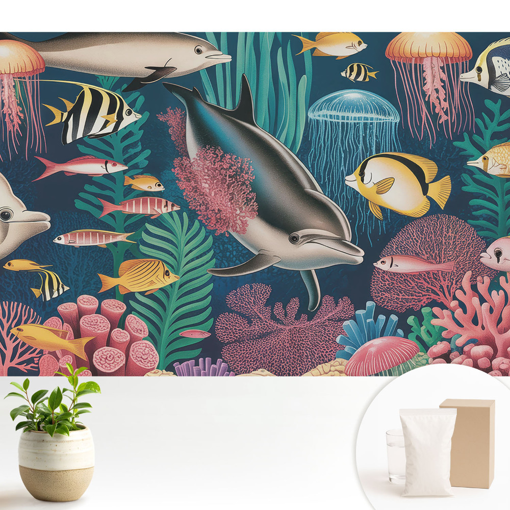 Tapeta na zeď s motivem podvodního světa plného barev