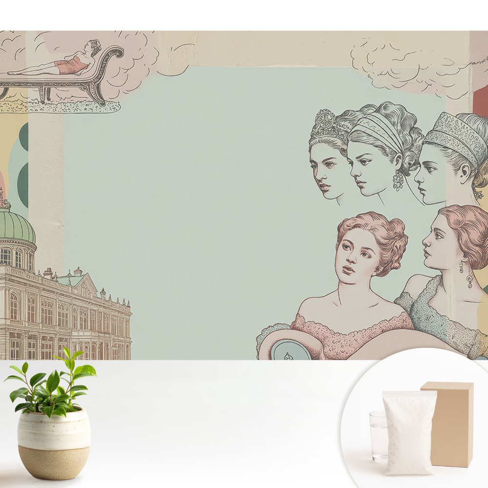 Samolepící tapeta Stylová pastelová historická koláž