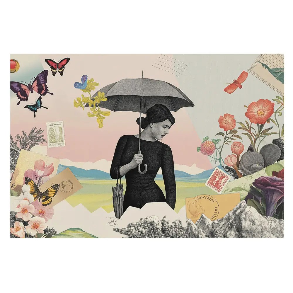 Tapeta do obyvaku Barevná koláž retro surrealismu