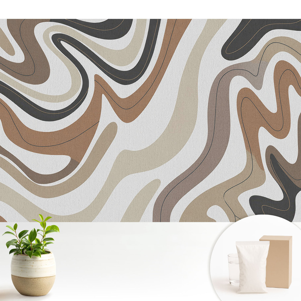 Tapeta s abstraktními liniemi v zemních tónech