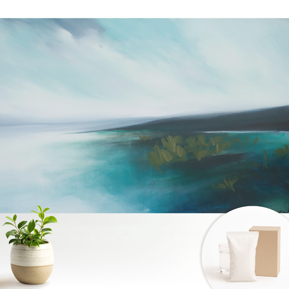 Tapeta s abstraktním motivem modré krajiny