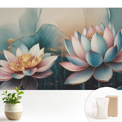 Samolepící tapeta Jemné lotosové květy v abstraktním stylu