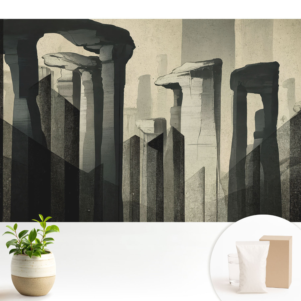 Tapeta s motivem monumentálních sloupů v symetrické kompozici