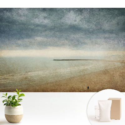 Samolepící tapeta s motivem pobřeží při západu slunce v retro stylu vytvářející atmosférické prostředí