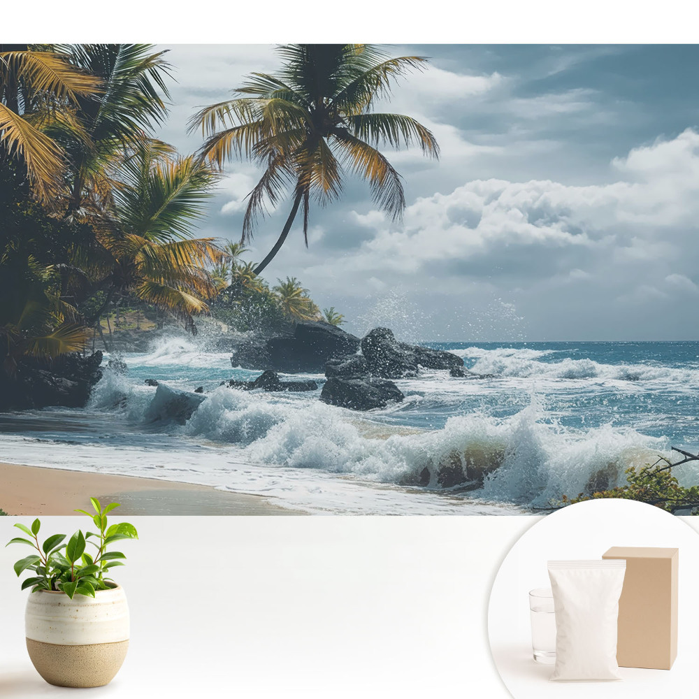 Tapeta do obývacího pokoje s tropickou scenérií, která přináší harmonii s přírodou