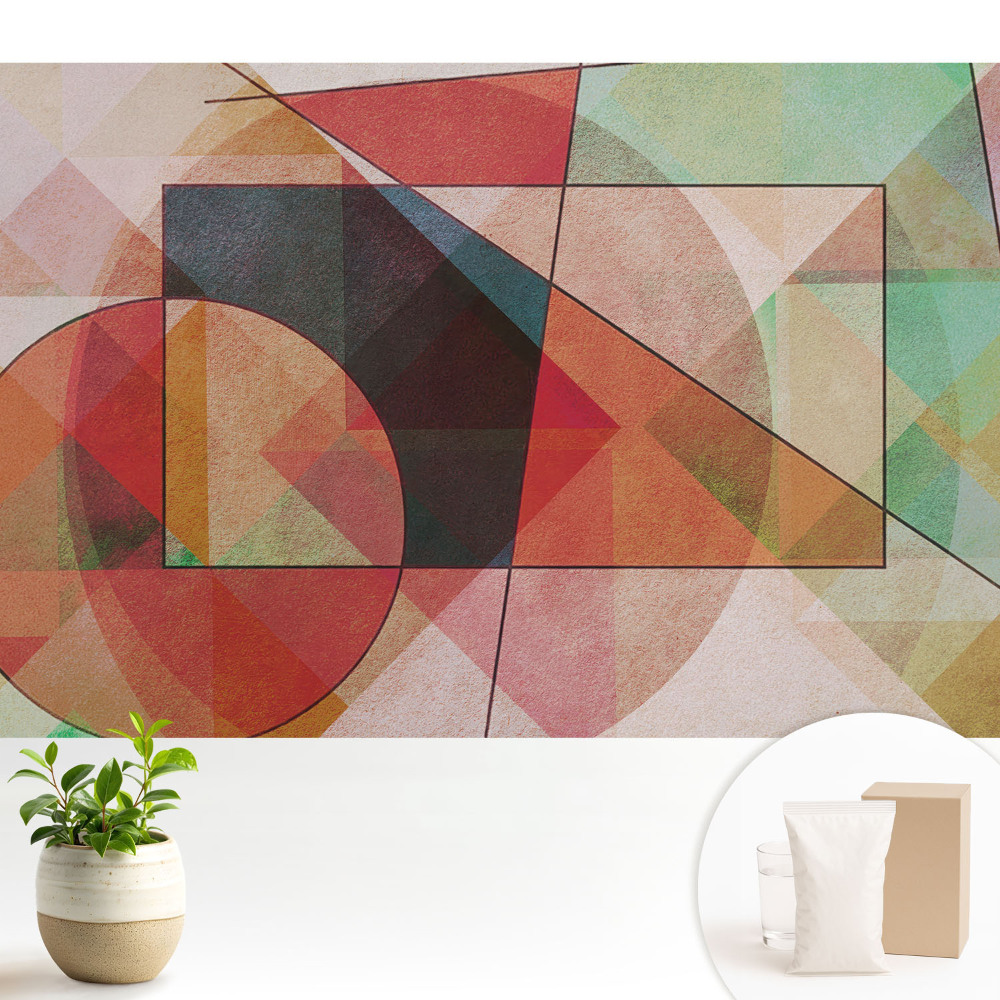 Tapeta na zeď s barevnými geometrickými tvary, které inspirují