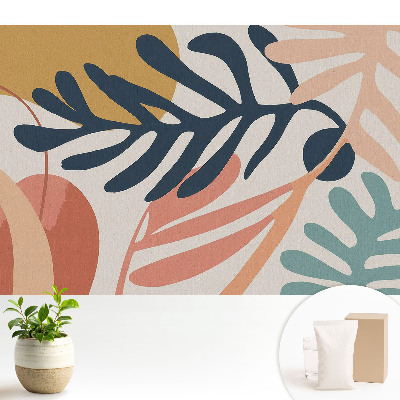 Tapeta s abstraktním motivem listových tvarů v zářivých barvách