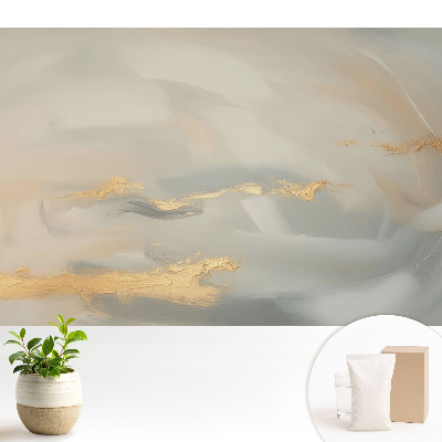 Tapeta na zeď v jemných pastelových barvách se žlutými akcenty