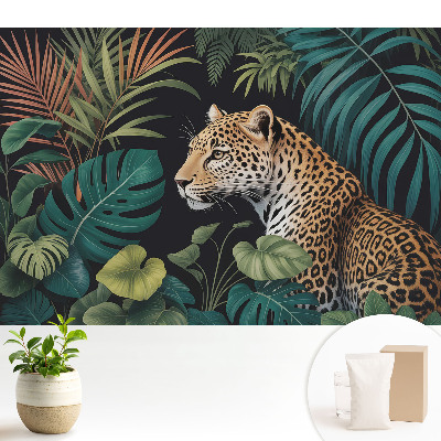 Tapeta na zeď Leopard mezi listím džungle