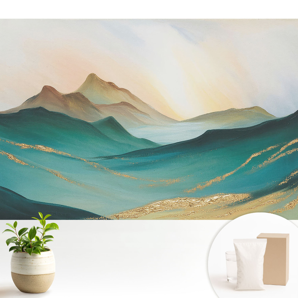 Tapeta na zeď s motivem hor a abstraktních tvarů