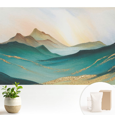 Tapeta na zeď s motivem hor a abstraktních tvarů