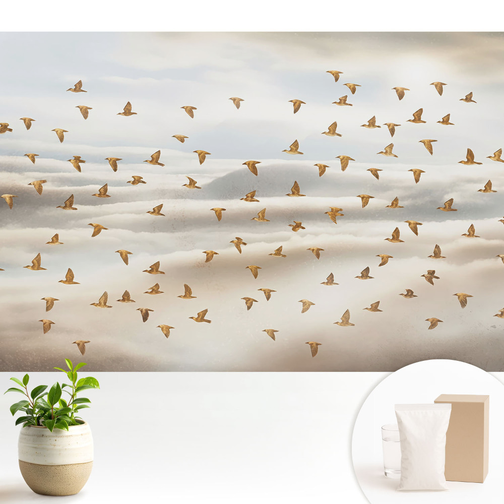 Tapeta na zeď s motivem ptáků létajících v oblacích