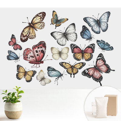 Tapeta s barevnými motýly roztroušenými harmonicky