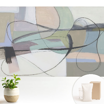 Tapeta na zeď s abstraktními pastely a složitými liniemi