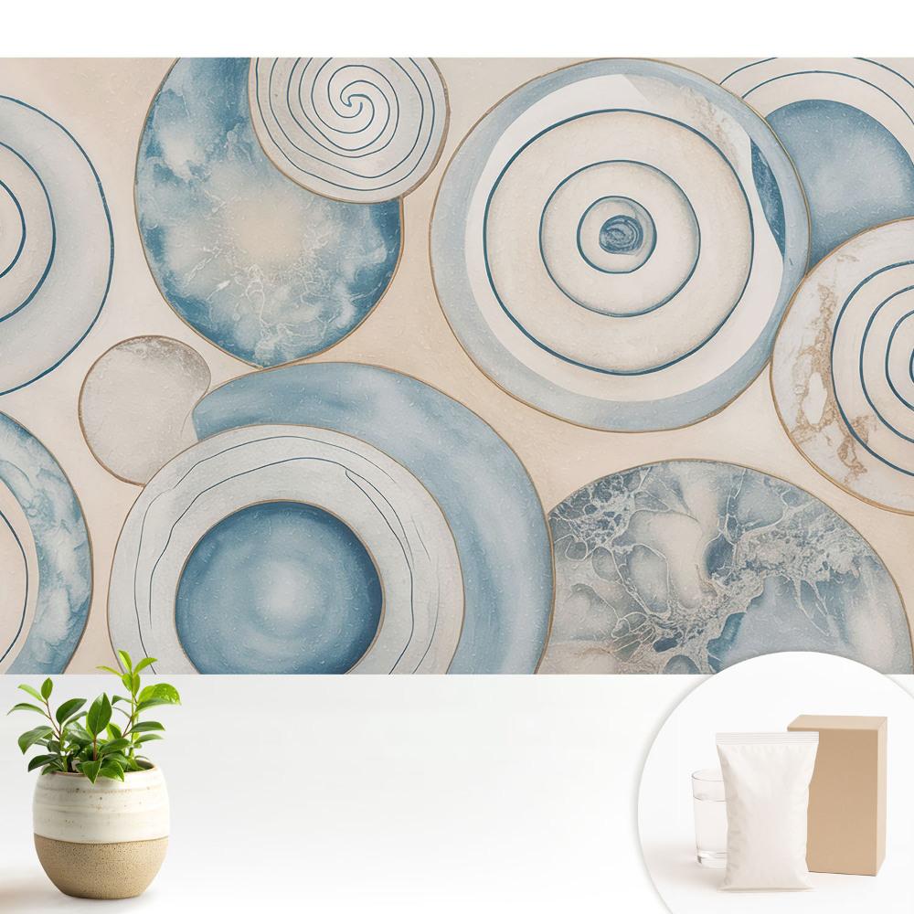 Tapeta na zeď s motivem modrých spirál v moderním abstraktním stylu