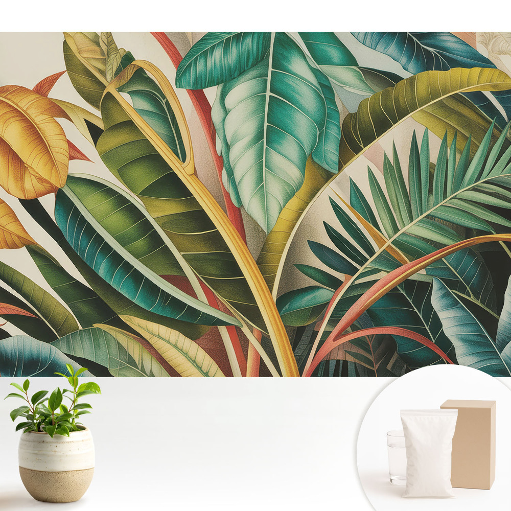Tapeta na zeď s motivem barevných listů v moderním stylu