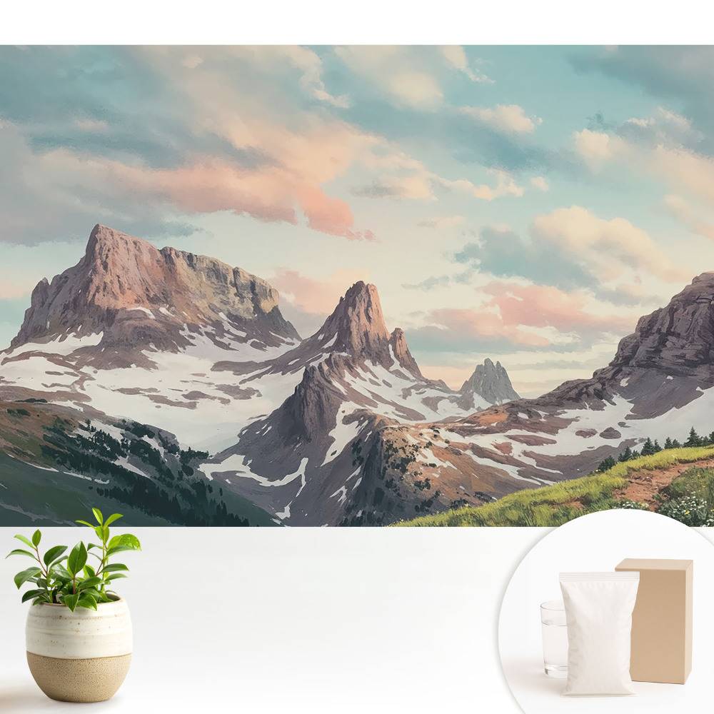 Samolepící tapeta s motivem malebné horské krajiny s mraky