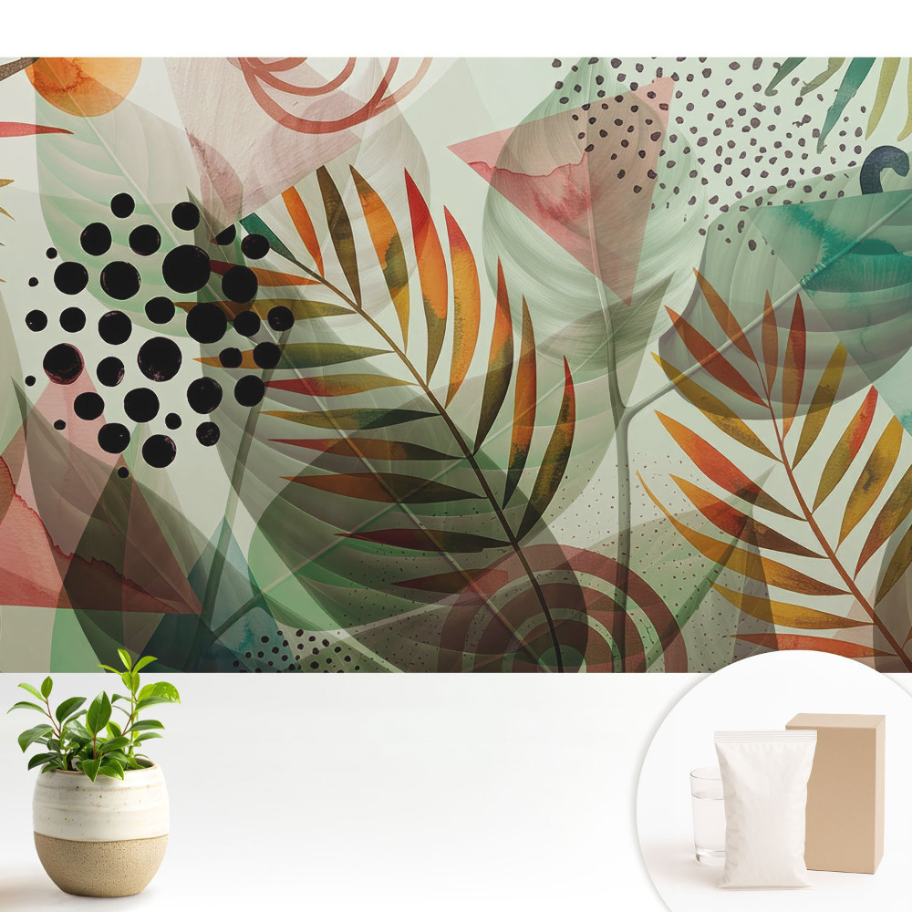 Tapeta s abstraktním geometrickým motivem listů