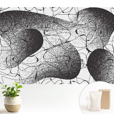 Tapeta do obývacího pokoje s černými čarami na bílém pozadí