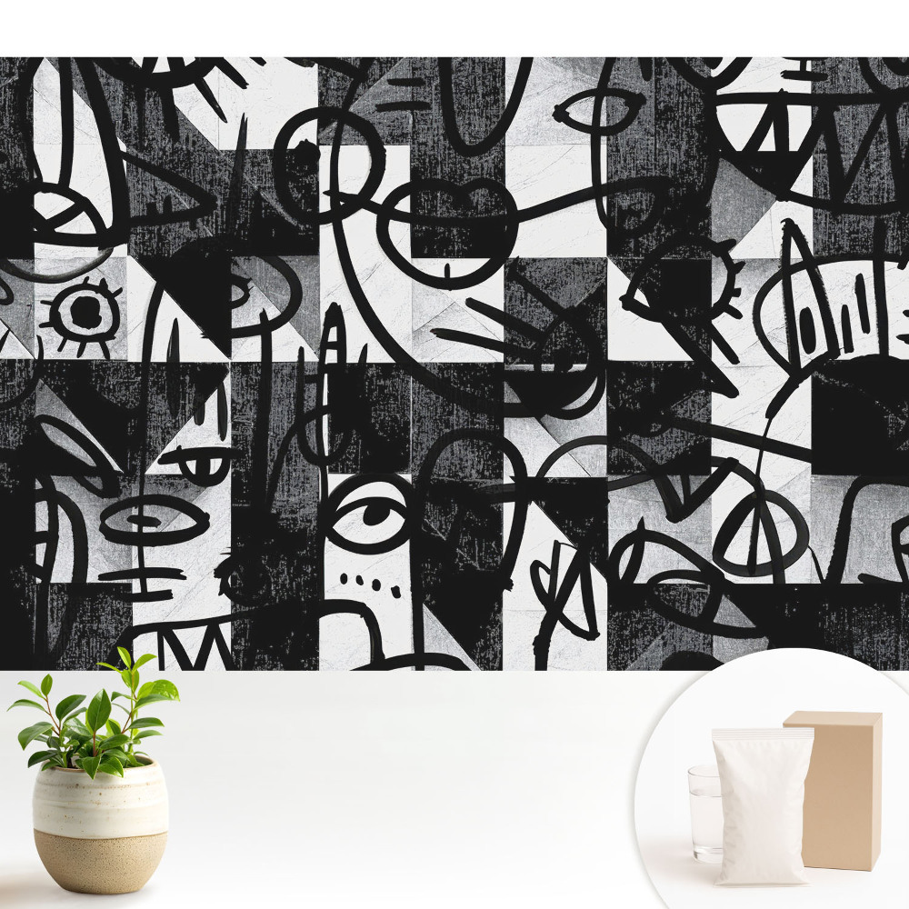 Tapeta do obývacího pokoje s abstraktními liniemi a tvary