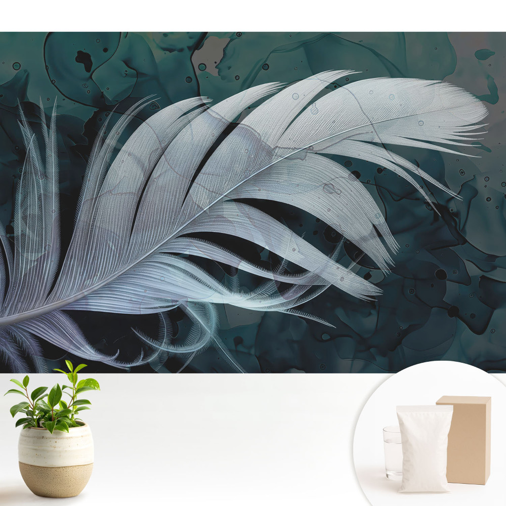 Tapeta do obývacího pokoje s jemným pírkem na abstraktním pozadí