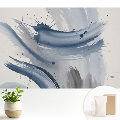Tapeta na zeď s motivem modrých abstraktních tahů štětcem
