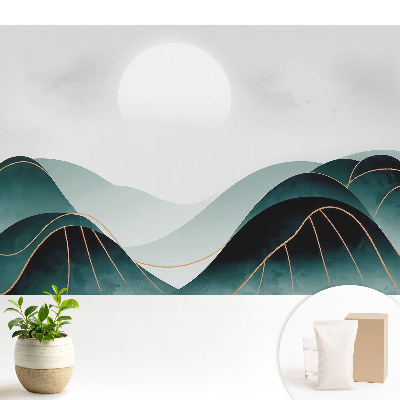 Tapeta s motivem moderní krajiny se zelenými kopci