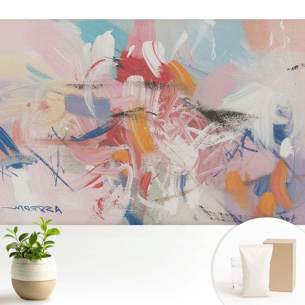 Tapeta do obývacího pokoje s barevnými abstraktními tahy