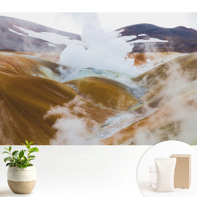 Samolepící tapeta s motivem barevných kopců a mlhy