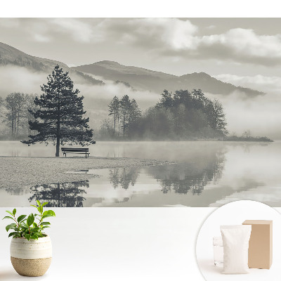 Tapeta do obývacího pokoje s motivem okouzlující mlhy nad jezerem v klasickém stylu