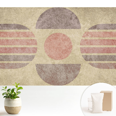 Tapeta do obýváku s retro geometrickým vzorem v pastelových barvách