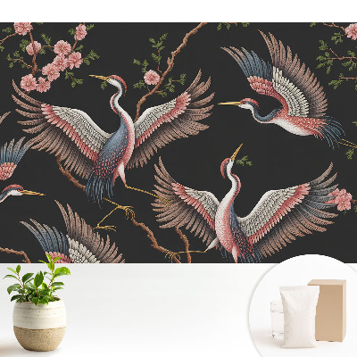 Tapeta Ptáci a květiny na pozadí přírody