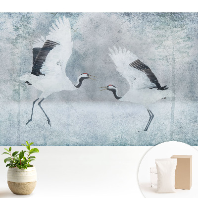 Samolepící tapeta Elegantní jeřábi v delikátním prostředí