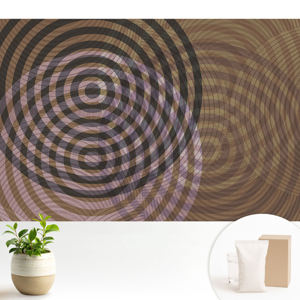 Tapeta na zeď se vzorem soustředných kruhů v retro moderním stylu