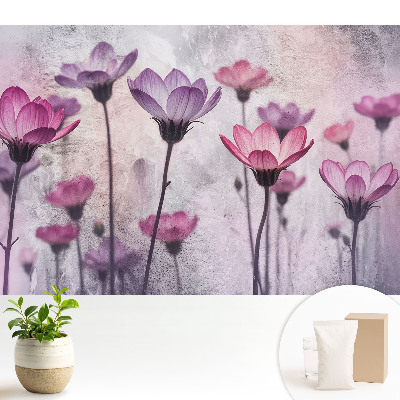 Tapeta do obývacího pokoje s okouzlujícími květinami v pastelových barvách